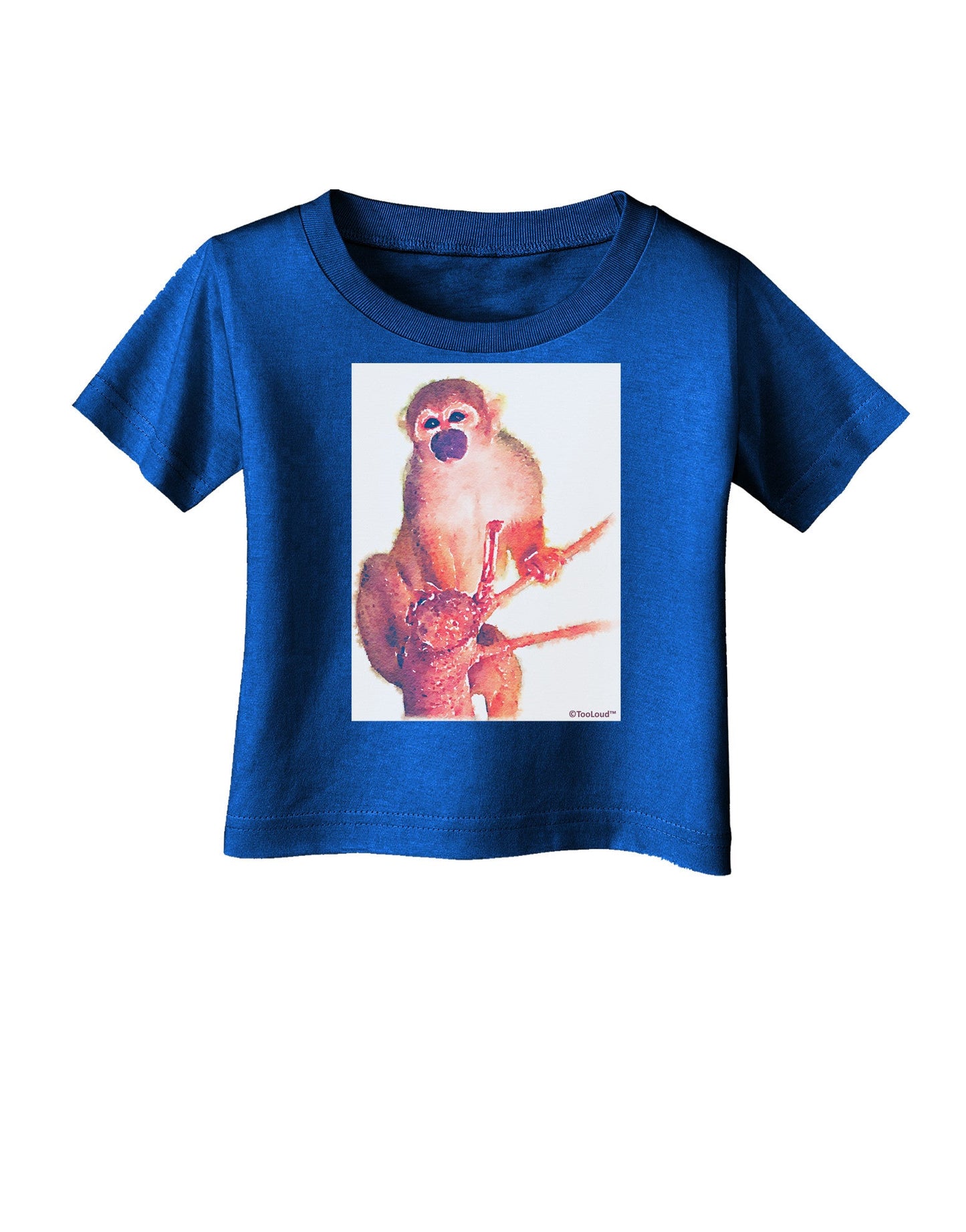 Monkey in Tree Watercolor Infant T-Shirt Dark-Infant T-Shirt-TooLoud-Royal-Blue-06-Months-Davson Sales