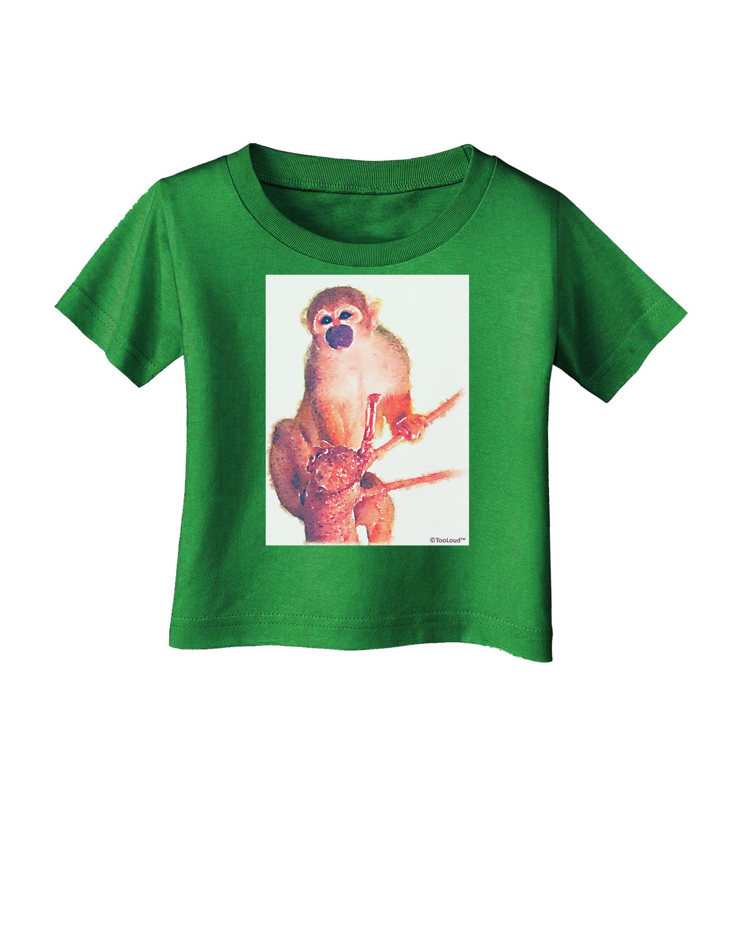 Monkey in Tree Watercolor Infant T-Shirt Dark-Infant T-Shirt-TooLoud-Clover-Green-06-Months-Davson Sales