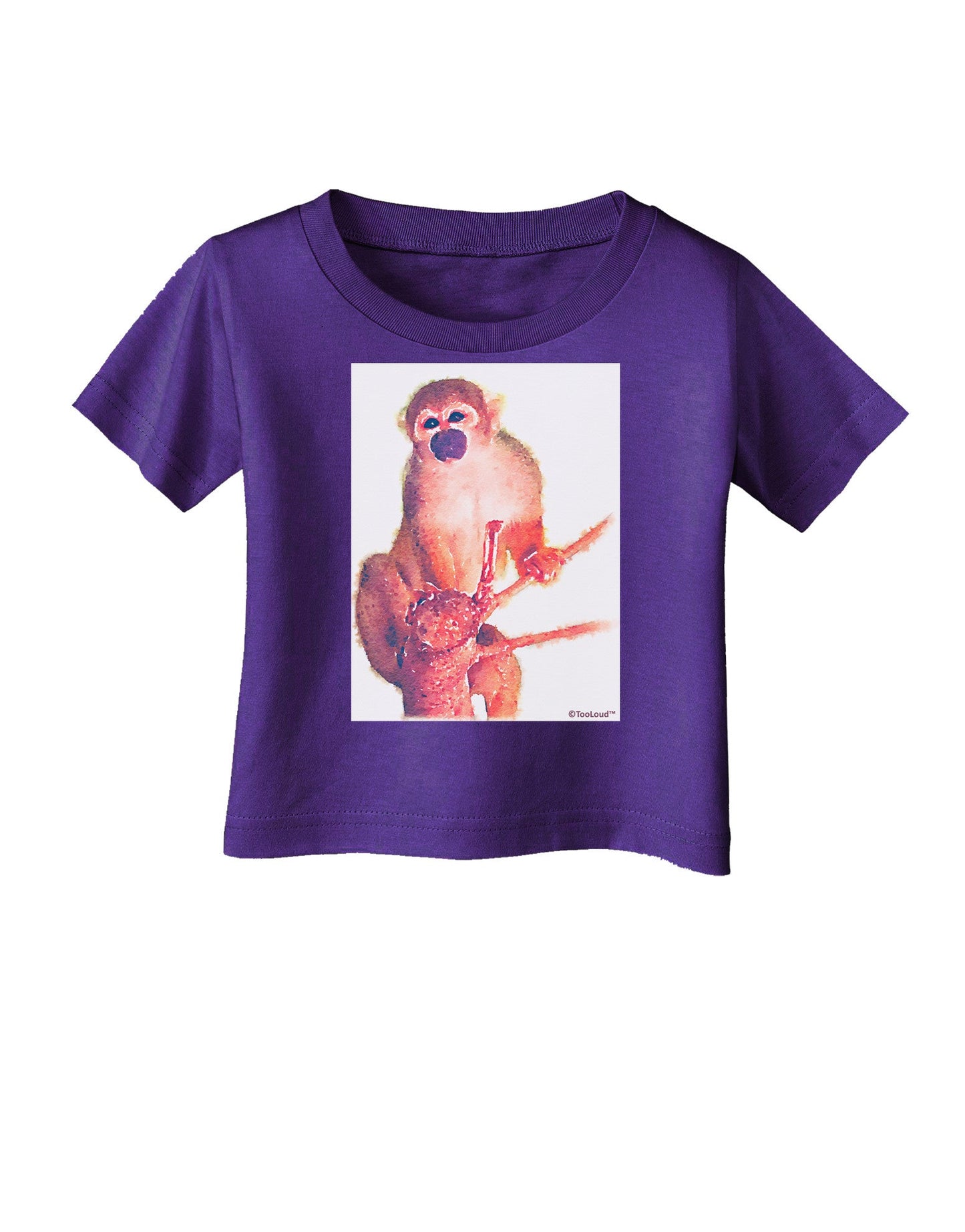 Monkey in Tree Watercolor Infant T-Shirt Dark-Infant T-Shirt-TooLoud-Purple-06-Months-Davson Sales