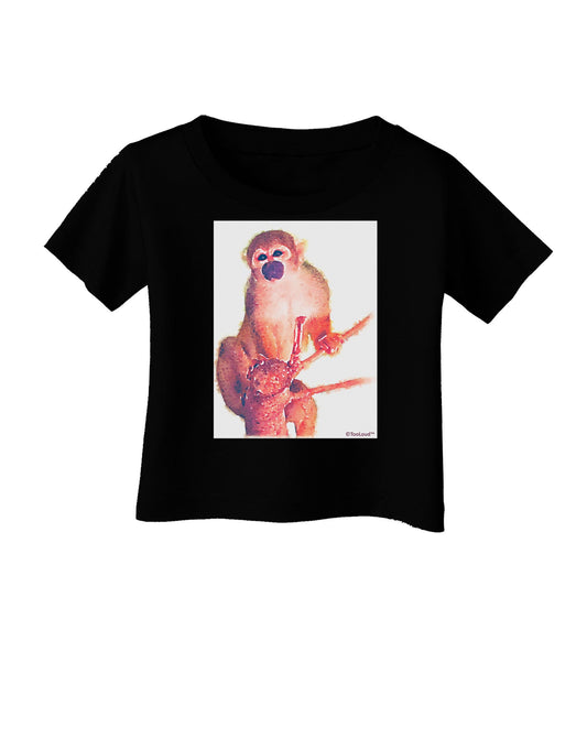 Monkey in Tree Watercolor Infant T-Shirt Dark-Infant T-Shirt-TooLoud-Black-06-Months-Davson Sales