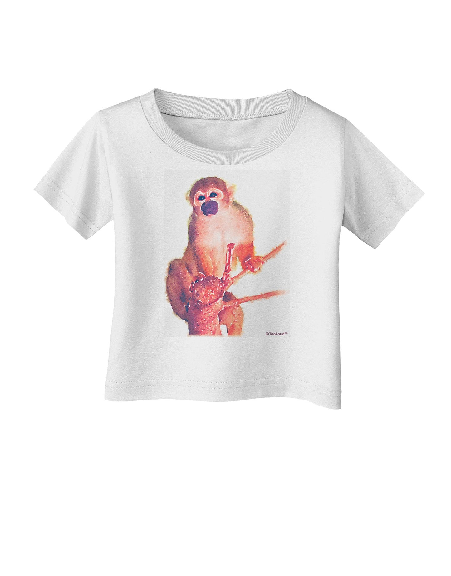 Monkey in Tree Watercolor Infant T-Shirt-Infant T-Shirt-TooLoud-White-06-Months-Davson Sales