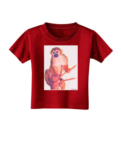 Monkey in Tree Watercolor Toddler T-Shirt Dark-Toddler T-Shirt-TooLoud-Red-2T-Davson Sales