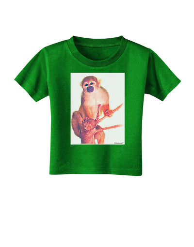 Monkey in Tree Watercolor Toddler T-Shirt Dark-Toddler T-Shirt-TooLoud-Clover-Green-2T-Davson Sales