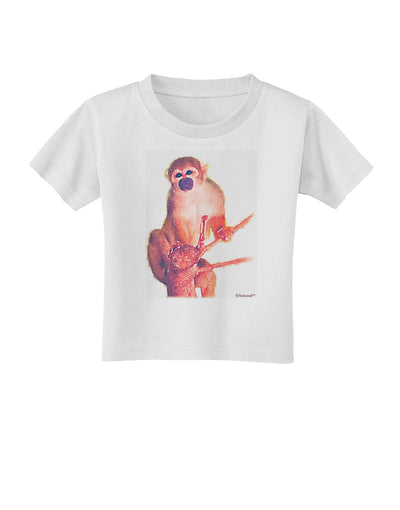 Monkey in Tree Watercolor Toddler T-Shirt-Toddler T-Shirt-TooLoud-White-2T-Davson Sales