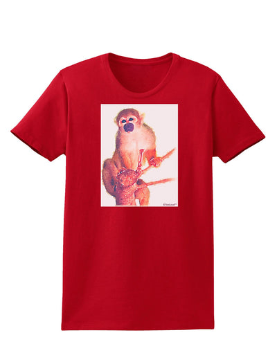 Monkey in Tree Watercolor Womens Dark T-Shirt-TooLoud-Red-X-Small-Davson Sales