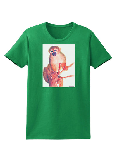 Monkey in Tree Watercolor Womens Dark T-Shirt-TooLoud-Kelly-Green-X-Small-Davson Sales