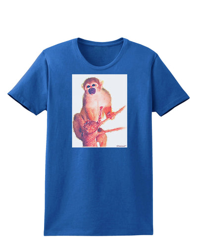 Monkey in Tree Watercolor Womens Dark T-Shirt-TooLoud-Royal-Blue-X-Small-Davson Sales