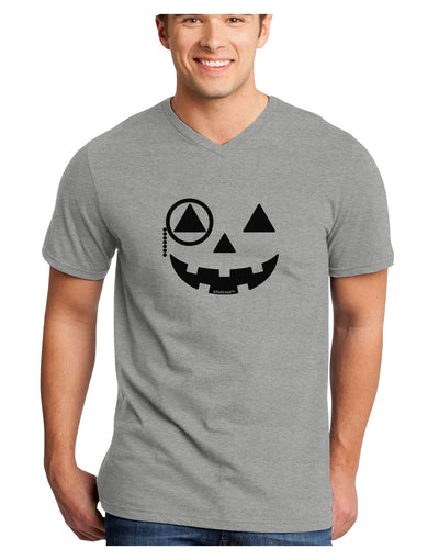 Monocle Jack-o-Lantern B-W Adult V-Neck T-shirt-Mens V-Neck T-Shirt-TooLoud-HeatherGray-Small-Davson Sales