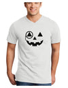 Monocle Jack-o-Lantern B-W Adult V-Neck T-shirt-Mens V-Neck T-Shirt-TooLoud-White-Small-Davson Sales