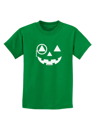 Monocle Jack-o-Lantern B-W Childrens Dark T-Shirt-Childrens T-Shirt-TooLoud-Kelly-Green-X-Small-Davson Sales