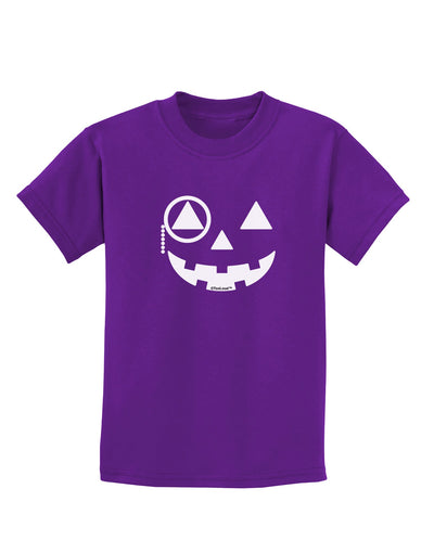 Monocle Jack-o-Lantern B-W Childrens Dark T-Shirt-Childrens T-Shirt-TooLoud-Purple-X-Small-Davson Sales