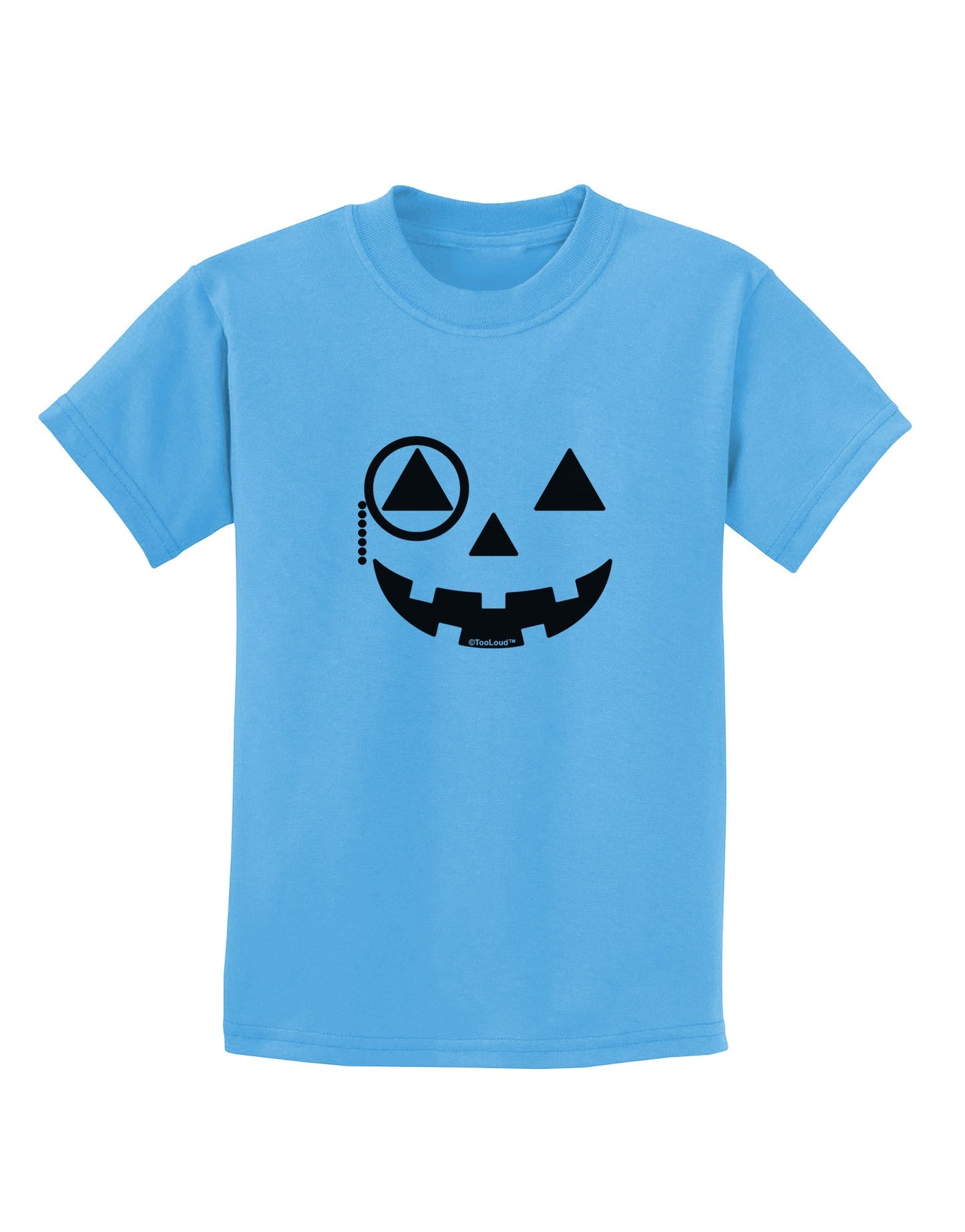 Monocle Jack-o-Lantern B-W Childrens T-Shirt-Childrens T-Shirt-TooLoud-Aquatic-Blue-X-Small-Davson Sales