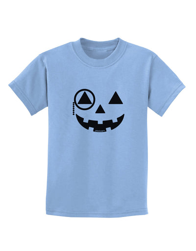 Monocle Jack-o-Lantern B-W Childrens T-Shirt-Childrens T-Shirt-TooLoud-Light-Blue-X-Small-Davson Sales