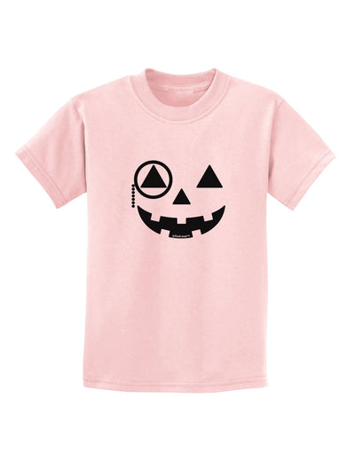 Monocle Jack-o-Lantern B-W Childrens T-Shirt-Childrens T-Shirt-TooLoud-PalePink-X-Small-Davson Sales