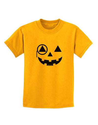 Monocle Jack-o-Lantern B-W Childrens T-Shirt-Childrens T-Shirt-TooLoud-Gold-X-Small-Davson Sales