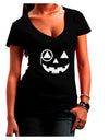 Monocle Jack-o-Lantern B-W Juniors V-Neck Dark T-Shirt-Womens V-Neck T-Shirts-TooLoud-Black-Juniors Fitted Small-Davson Sales