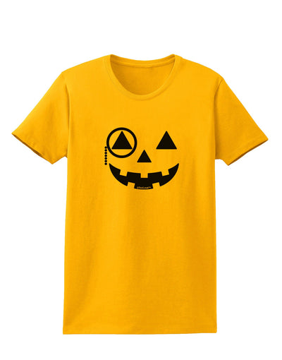 Monocle Jack-o-Lantern B-W Womens T-Shirt-Womens T-Shirt-TooLoud-Gold-X-Small-Davson Sales