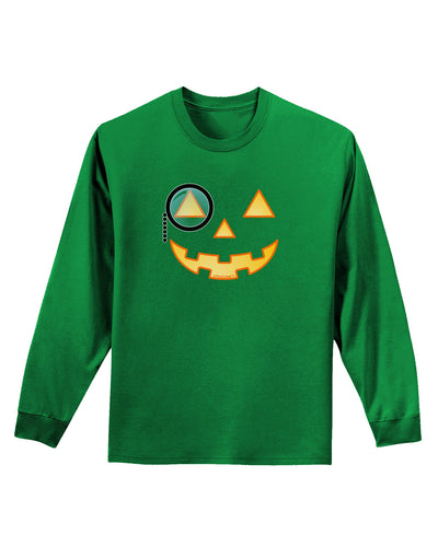 Monocle Jack-o-Lantern Color Adult Long Sleeve Dark T-Shirt-TooLoud-Kelly-Green-Small-Davson Sales