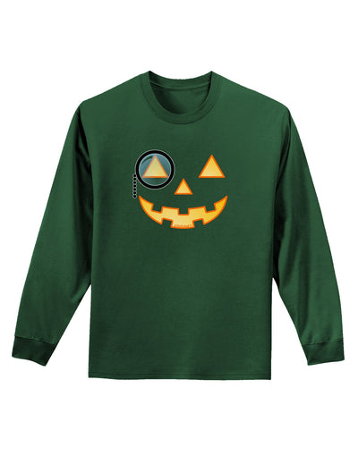 Monocle Jack-o-Lantern Color Adult Long Sleeve Dark T-Shirt-TooLoud-Dark-Green-Small-Davson Sales