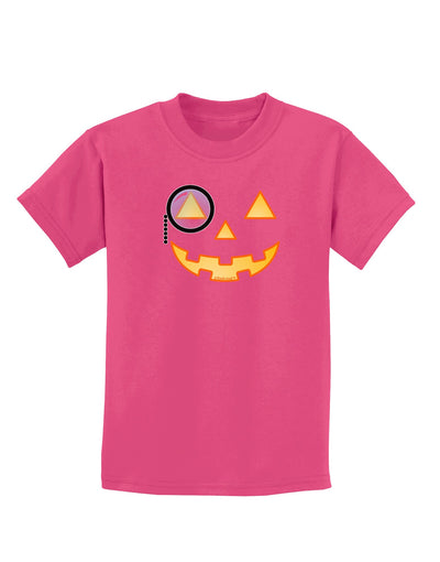 Monocle Jack-o-Lantern Color Childrens Dark T-Shirt-Childrens T-Shirt-TooLoud-Sangria-X-Small-Davson Sales