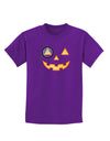 Monocle Jack-o-Lantern Color Childrens Dark T-Shirt-Childrens T-Shirt-TooLoud-Purple-X-Small-Davson Sales