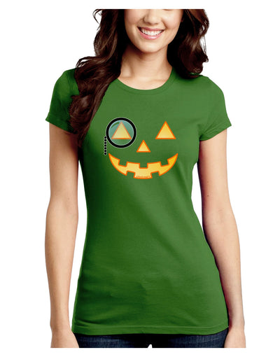 Monocle Jack-o-Lantern Color Juniors Crew Dark T-Shirt-T-Shirts Juniors Tops-TooLoud-Kiwi-Green-Juniors Fitted Small-Davson Sales