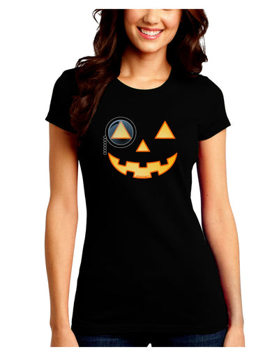 Monocle Jack-o-Lantern Color Juniors Crew Dark T-Shirt-T-Shirts Juniors Tops-TooLoud-Black-Juniors Fitted Small-Davson Sales