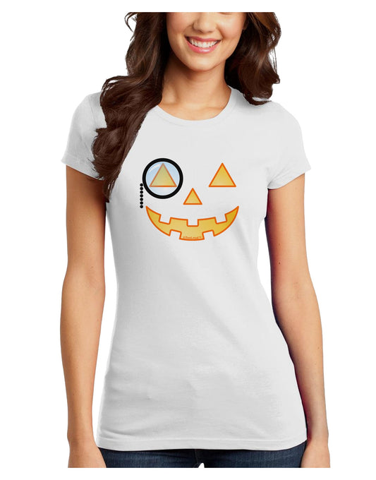 Monocle Jack-o-Lantern Color Juniors T-Shirt-Womens Juniors T-Shirt-TooLoud-White-Juniors Fitted X-Small-Davson Sales