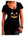 Monocle Jack-o-Lantern Color Juniors V-Neck Dark T-Shirt-Womens V-Neck T-Shirts-TooLoud-Black-Juniors Fitted Small-Davson Sales