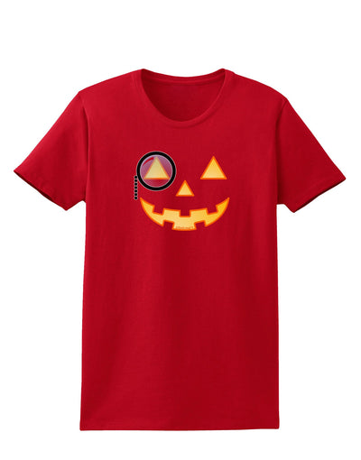 Monocle Jack-o-Lantern Color Womens Dark T-Shirt-TooLoud-Red-X-Small-Davson Sales