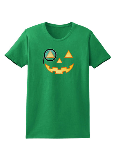 Monocle Jack-o-Lantern Color Womens Dark T-Shirt-TooLoud-Kelly-Green-X-Small-Davson Sales