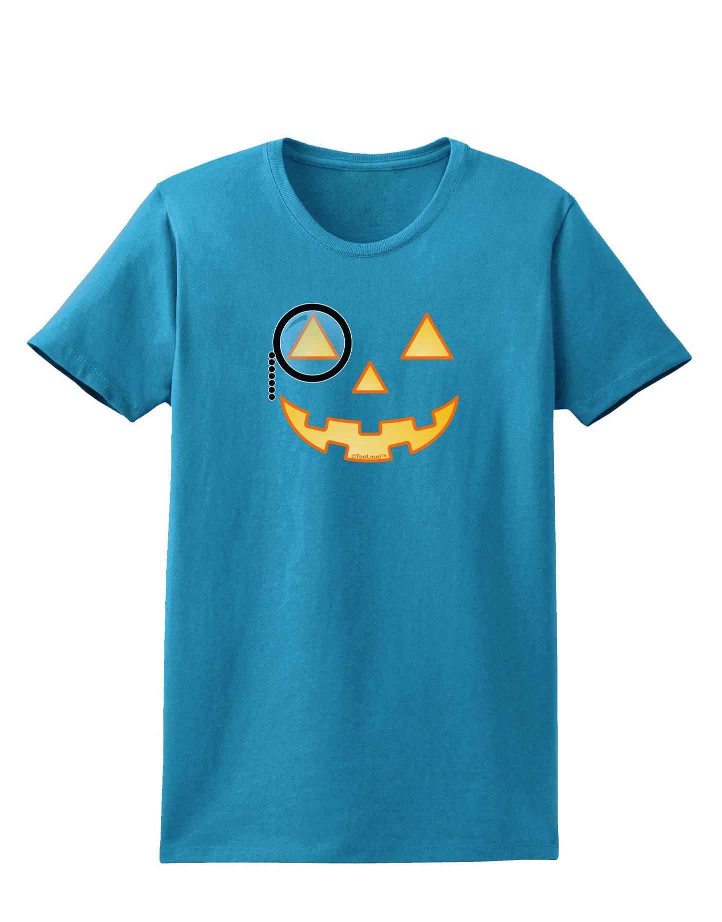 Monocle Jack-o-Lantern Color Womens Dark T-Shirt-TooLoud-Turquoise-X-Small-Davson Sales