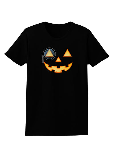 Monocle Jack-o-Lantern Color Womens Dark T-Shirt-TooLoud-Black-X-Small-Davson Sales