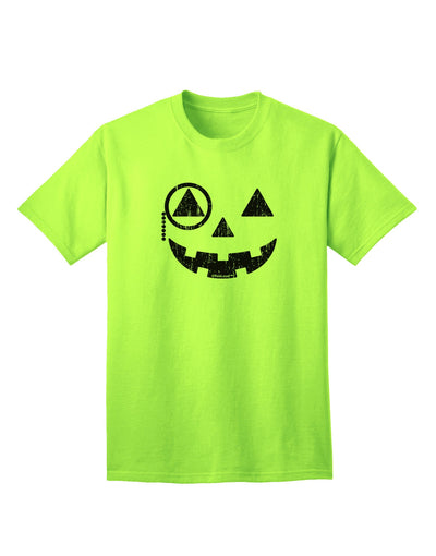 Monocle Jack-o-Lantern Distressed Adult T-Shirt-Mens T-Shirt-TooLoud-Neon-Green-Small-Davson Sales