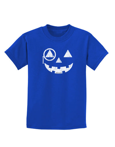 Monocle Jack-o-Lantern Distressed Childrens Dark T-Shirt-Childrens T-Shirt-TooLoud-Royal-Blue-X-Small-Davson Sales