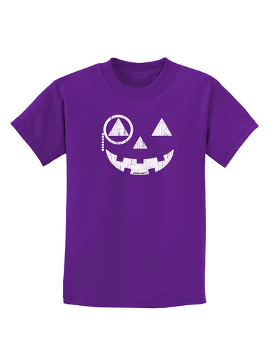 Monocle Jack-o-Lantern Distressed Childrens Dark T-Shirt-Childrens T-Shirt-TooLoud-Purple-X-Small-Davson Sales