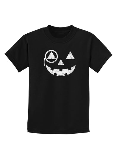 Monocle Jack-o-Lantern Distressed Childrens Dark T-Shirt-Childrens T-Shirt-TooLoud-Black-X-Small-Davson Sales