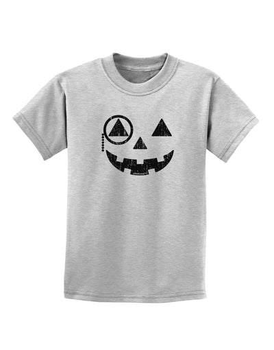 Monocle Jack-o-Lantern Distressed Childrens T-Shirt-Childrens T-Shirt-TooLoud-AshGray-X-Small-Davson Sales