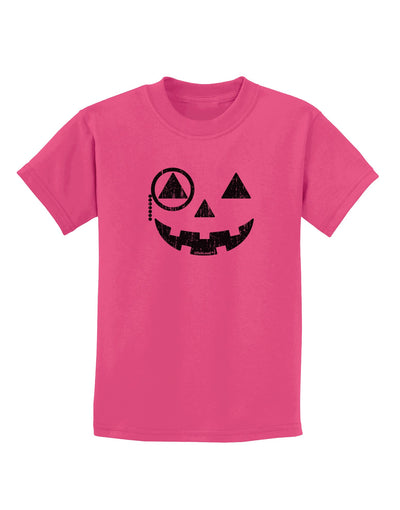 Monocle Jack-o-Lantern Distressed Childrens T-Shirt-Childrens T-Shirt-TooLoud-Sangria-X-Small-Davson Sales