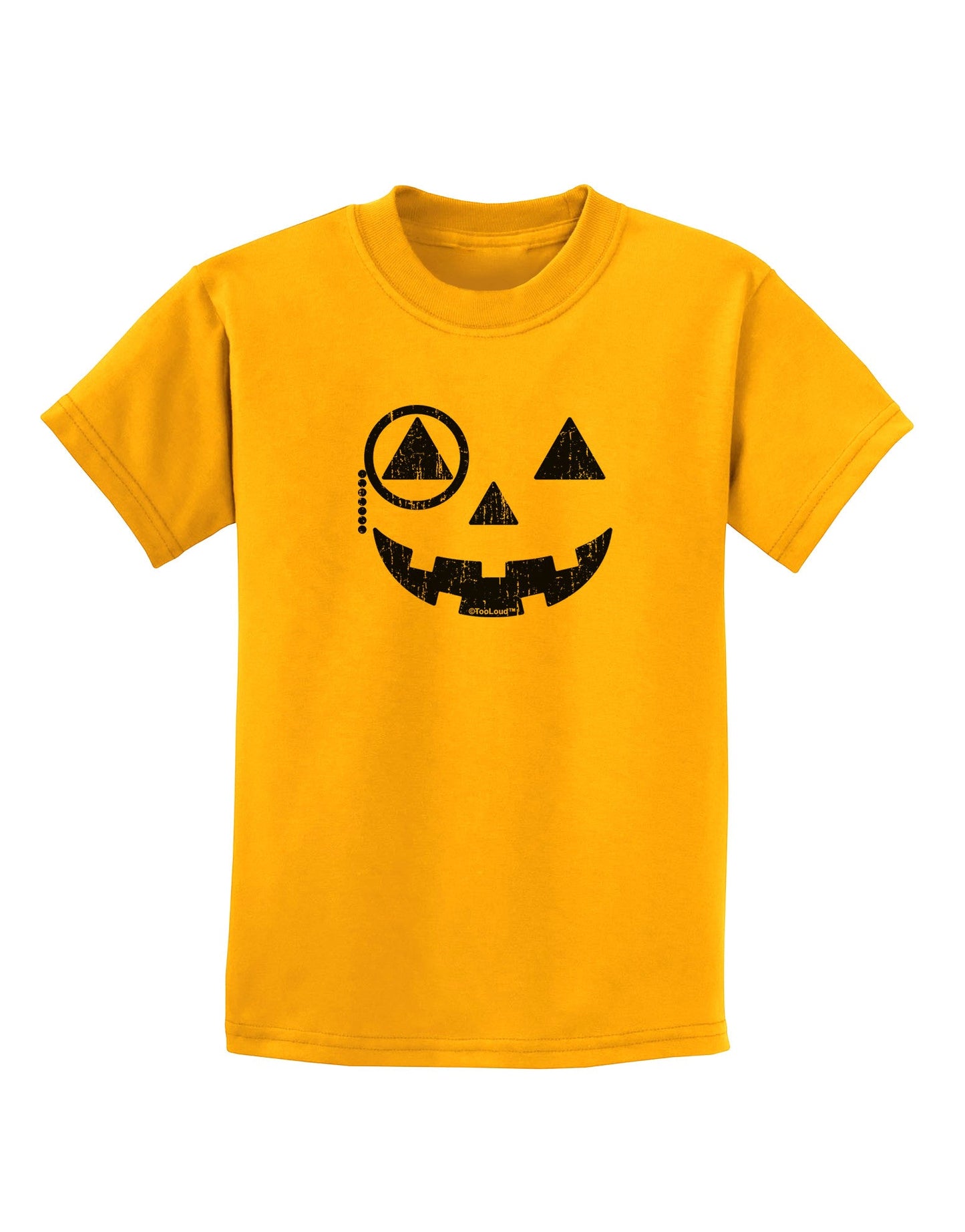 Monocle Jack-o-Lantern Distressed Childrens T-Shirt-Childrens T-Shirt-TooLoud-Gold-X-Small-Davson Sales