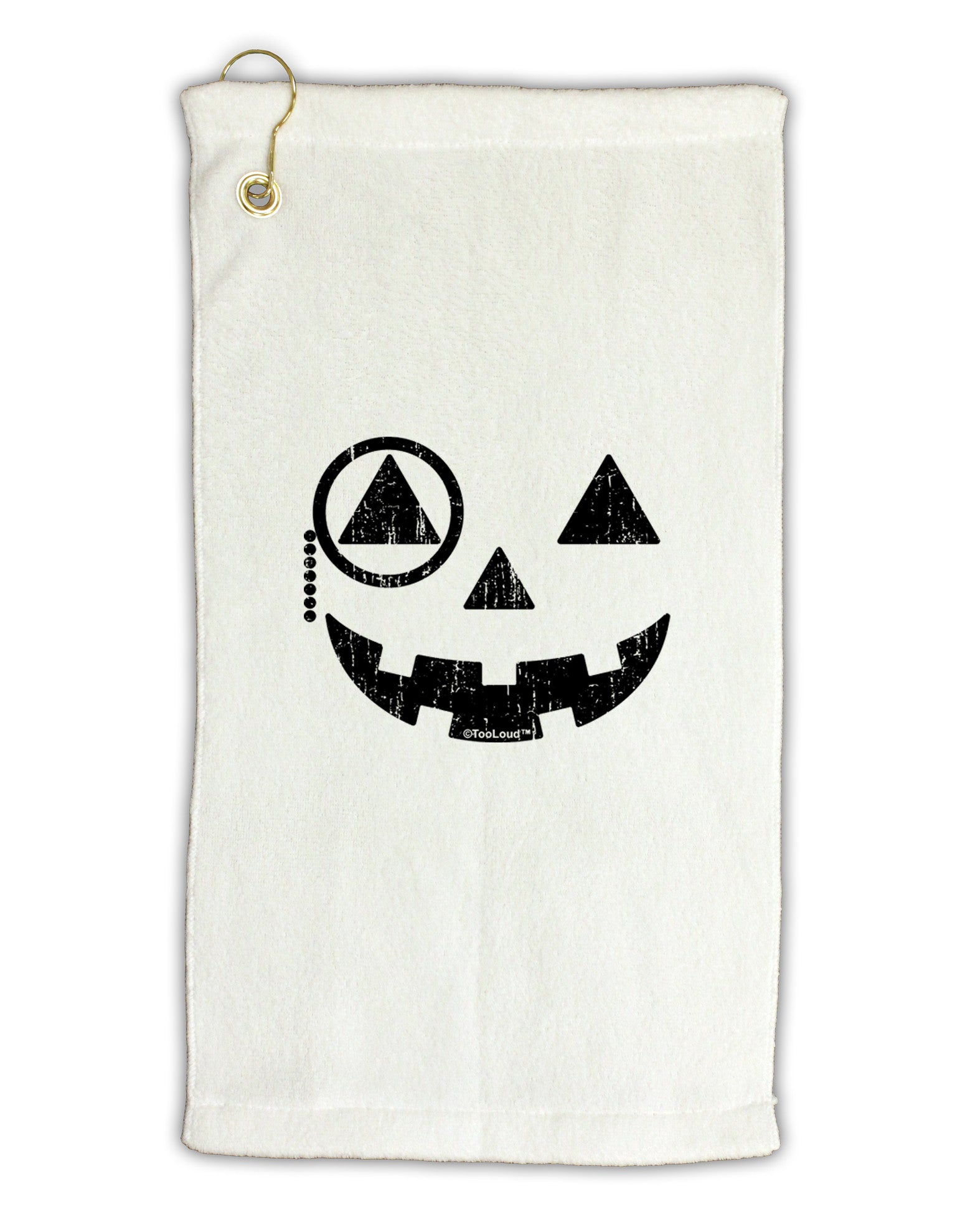 Monocle Jack-o-Lantern Distressed Micro Terry Gromet Golf Towel 11"x19-Golf Towel-TooLoud-White-Davson Sales