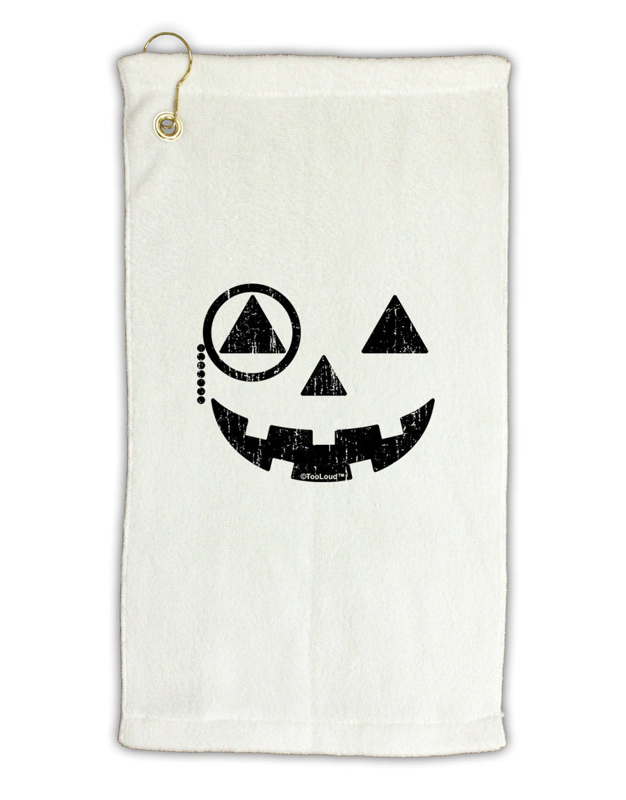 Monocle Jack-o-Lantern Distressed Micro Terry Gromet Golf Towel 11&#x22;x19-Golf Towel-TooLoud-White-Davson Sales