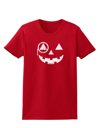 Monocle Jack-o-Lantern Distressed Womens Dark T-Shirt-TooLoud-Red-X-Small-Davson Sales