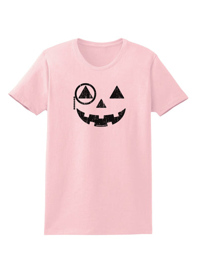 Monocle Jack-o-Lantern Distressed Womens T-Shirt-Womens T-Shirt-TooLoud-PalePink-X-Small-Davson Sales