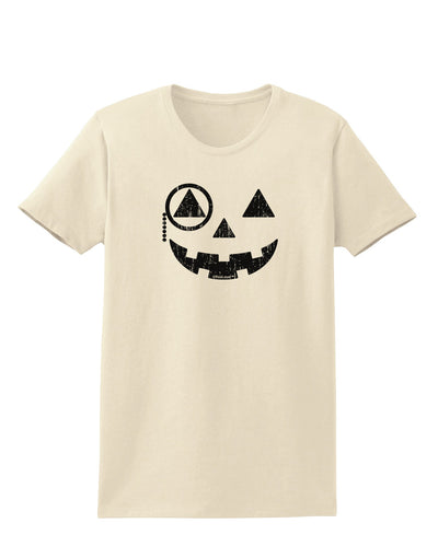 Monocle Jack-o-Lantern Distressed Womens T-Shirt-Womens T-Shirt-TooLoud-Natural-X-Small-Davson Sales