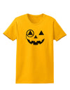 Monocle Jack-o-Lantern Distressed Womens T-Shirt-Womens T-Shirt-TooLoud-Gold-X-Small-Davson Sales