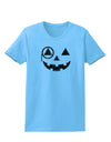 Monocle Jack-o-Lantern Distressed Womens T-Shirt-Womens T-Shirt-TooLoud-Aquatic-Blue-X-Small-Davson Sales