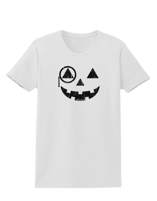 Monocle Jack-o-Lantern Distressed Womens T-Shirt-Womens T-Shirt-TooLoud-White-X-Small-Davson Sales