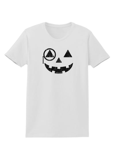 Monocle Jack-o-Lantern Distressed Womens T-Shirt-Womens T-Shirt-TooLoud-White-X-Small-Davson Sales