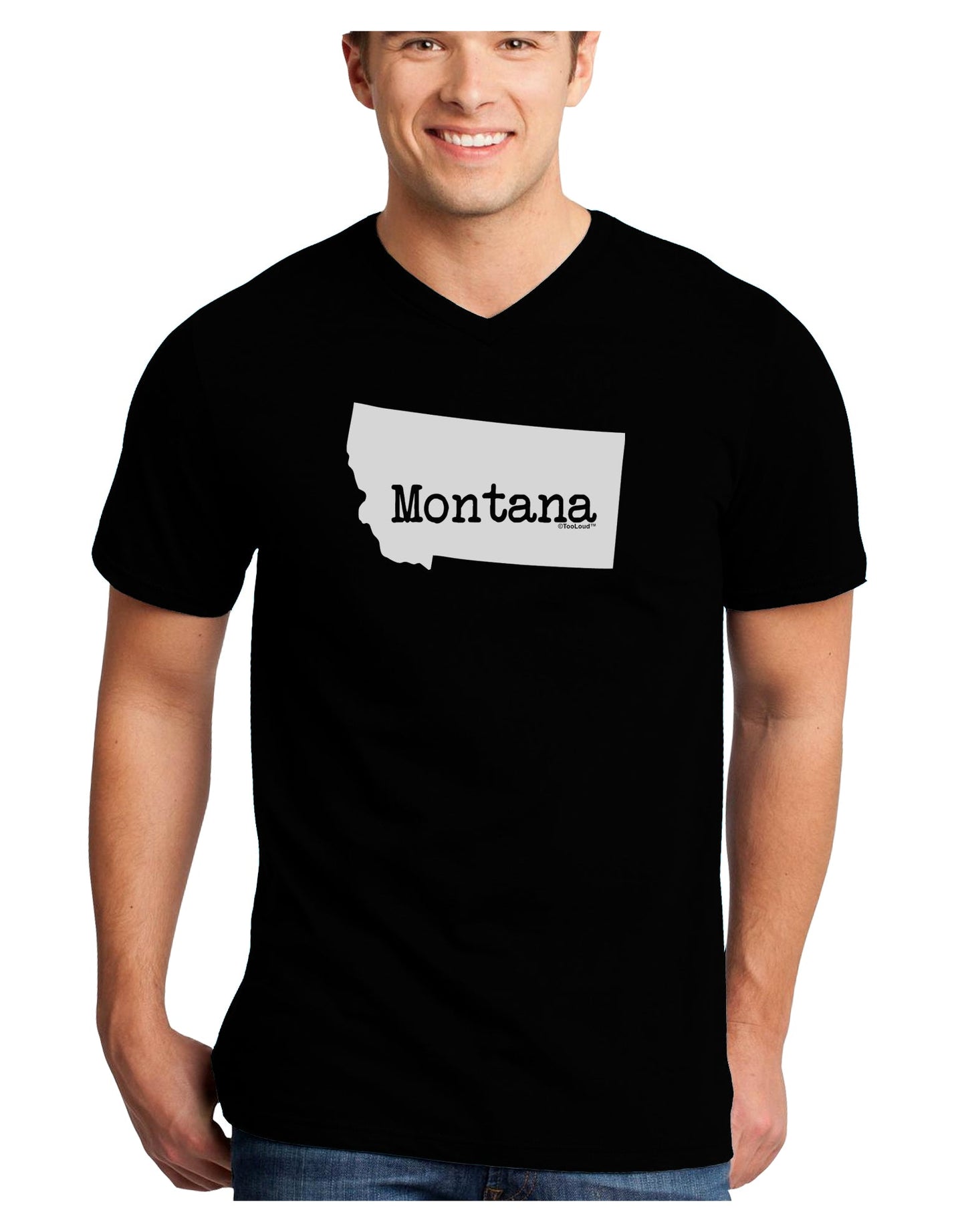 Montana - United States Shape Adult Dark V-Neck T-Shirt by TooLoud-Mens V-Neck T-Shirt-TooLoud-Black-Small-Davson Sales